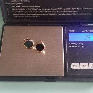14kt Gold black Onyx button earrings